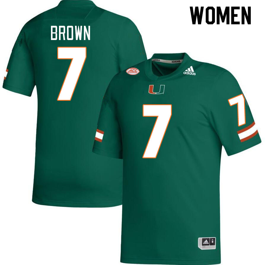 Women #7 Davonte Brown Miami Hurricanes College Football Jerseys Stitched-Green